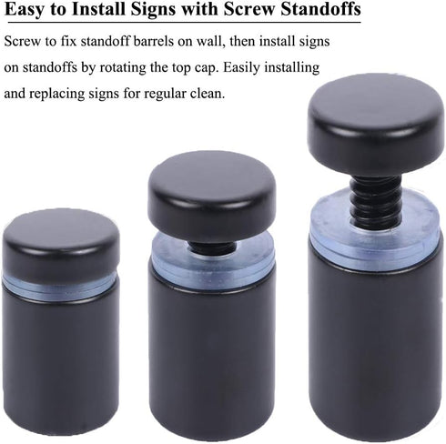 Osring 3/4 x 2 Inch Sign Standoff Mounting Hardware, Black Screw Standoffs for Acrylic Board, Glass Panel, 8 Pack