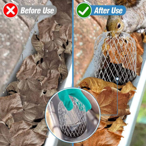 10 Pack Gutter Downspout Guards, 3.5 Inch Adjustable Aluminium Filter Strainer, Expandable Gutter Strainer for