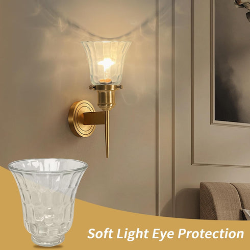 Set 4, Hammered HonoDing Ceiling Lamp Replacement Shade of Glass Bell Ceiling Fan Light Covers, Clear Glass Lamp Shade
