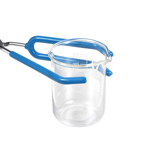 uxcell 3 Prongs Lab Beaker Tongs, Stainless Steel 11.81-inch Opens Up to 215mm Width, 2Pcs Blue