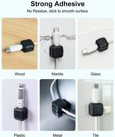Art3d 8 Pack Magnetic Cable Clips, Black Cable Management Accessories, Cord Smooth Adjustable & Adhesive Backing Cord
