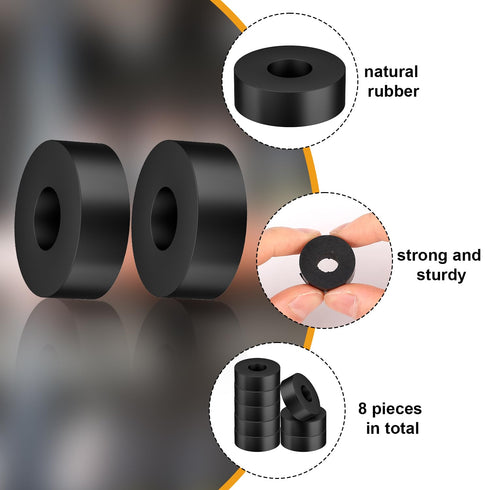 8pcs Multi Purpose Rubber Spacers, 1 Inch OD 3/8 Inch ID Hole, Vibration Damping Pads for Home Car Accessories