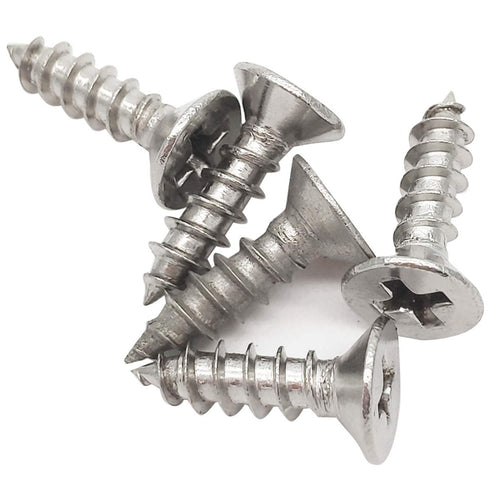 100pcs M4x14mm Stainless Flat Head Phillips Self-Tapping Wood Screws, 18-8 (304) Stainless Steel