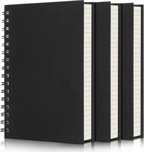 EUSOAR Spiral Notebook College Ruled, 3packs Black A5 5.5" x 8.3", 160 Pages/80 Sheets, Notebooks for Work Office
