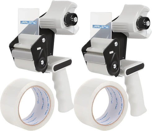 Packing Tape Dispenser Gun (2 Pack) with 2 Rolls Tape, 2 inches Lightweight Industrial Side Loading - JARLINK