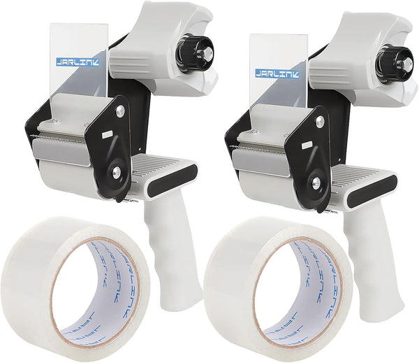 Packing Tape Dispenser Gun (2 Pack) with 2 Rolls Tape, 2 inches Lightweight Industrial Side Loading - JARLINK