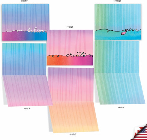 The Best Card Company - 10 Colorful Blank Note Cards with Envelopes, All Occasion Boxed Stationery, 4 x 5.12 Inch.