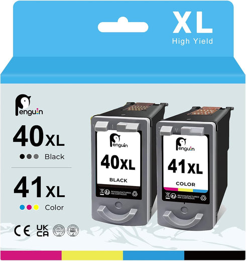 Penguin Ink Cartridge Replacement for Canon PG-40 CL-41, Remanufactured for PIXMA Printers, 4041XL