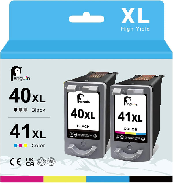 Penguin Ink Cartridge Replacement for Canon PG-40 CL-41, Remanufactured for PIXMA Printers, 4041XL