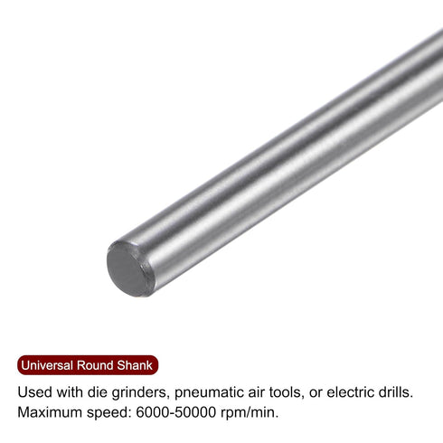 10pcs Carbide Rotary Burrs: 1/8" (3mm) Shank 1/4" (6mm) Head Double Cut Flame H Shape Die Grinder Bits