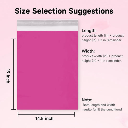 Pink Poly Mailers 14.5X19, 100 Pack, Strong Adhesive Shipping Envelopes for Clothing, Waterproof Mailing