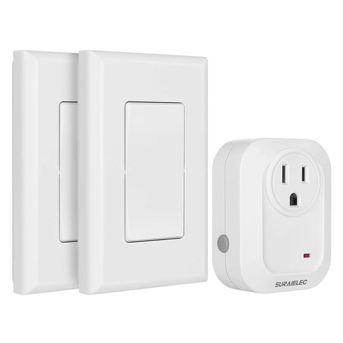 SURAIELEC Wireless Wall Switch Remote Control Outlet, No Wiring, 100ft RF Range,