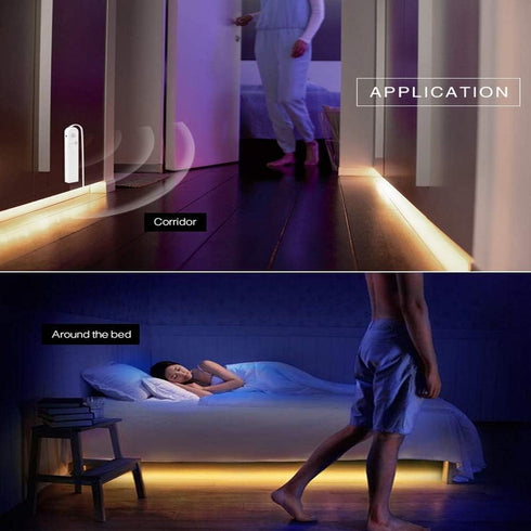 KUCAM 2M Closet Closet, Motion Sensor Wardrobe Light, LED Strip Lights, PIR Auto on/Off, Battery Powered Warm White