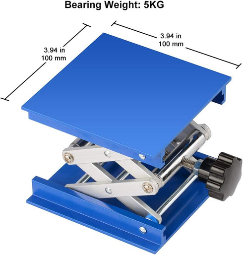 stonylab 4x4 inch Lab Jack, 100x100 mm Anodized Aluminum Top Deck, Scissor Jack with 5 KG Support Weight