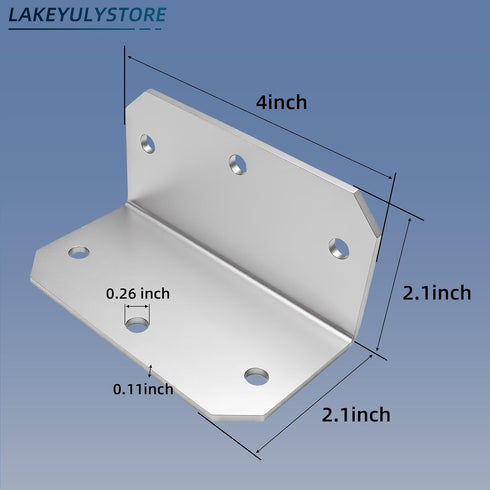 Lakeyulystore 4 Inch Projects,4" 2" 2" ,4 Pack L Brackets Corner Braces ,for Wood Furniture, Corner Brackets for Wood
