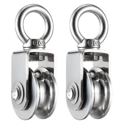Heavy Duty Cable Pulley Wheel, Swivel Single Block for Gym Equipment, Lifting, Winch, Loading 1000lb, 2Pack