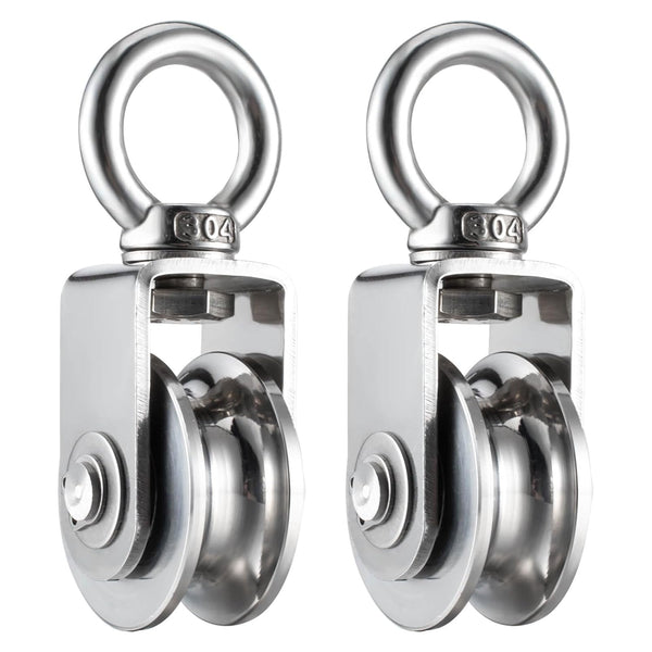 Heavy Duty Cable Pulley Wheel, Swivel Single Block for Gym Equipment, Lifting, Winch, Loading 1000lb, 2Pack
