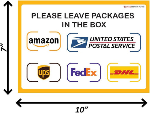 IGNIXIA Pack of 02 Package Delivery Sign Decals, Self Adhesive Sticker for Delivery Instructions (10 x 7 inches)