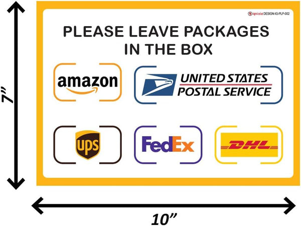 IGNIXIA Pack of 02 Package Delivery Sign Decals, Self Adhesive Sticker for Delivery Instructions (10 x 7 inches)