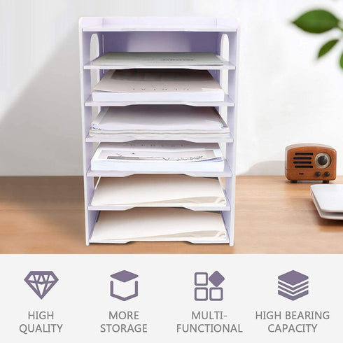 SONGWAY File Organizer for Desk | Multifunctional 7 Tier Vertical Document Holder for Home Office