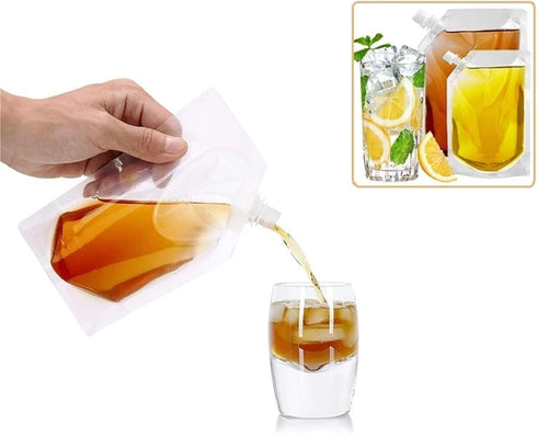 Yiodauh 50 Package Nozzle Pouch(500ml) Alcohol Pouches Pcs Transparent Plastic/Aluminum Foil Liquid Bags Juice Beverage