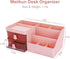 Desk Organizer, Makeup Organizer with 2 Drawers, 7 Compartment & a Top Tray, Desktop Organizers and Storage for Women, Cute Home organization Bathroom, 11" x 5.7" x 4.7" (Pink) by Meiikun