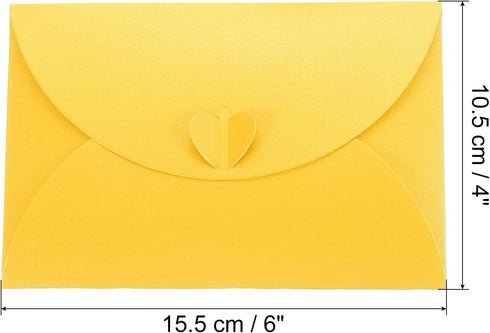 PATIKIL 24 Pack Heart Shaped Gift Card Envelopes, Mini Photo Holders for Birthdays Weddings, Yellow Clasp