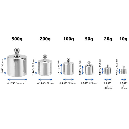 8 PCS 1000g Calibration Weights, Gram Scale Weight Set 10g, 20g, 50g, 100g, 200g, 500g, Scale Calibration Weights with Tweezer for Digital/Gram/Jewelry Scale, Silver