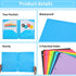 EOOUT 10pcs Colorful File Folders, Plastic with Pocket and 2 Business Card Slots, 3 Hole Punch for Binder