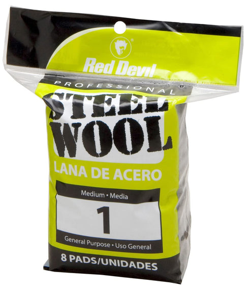 Red Devil 0324 Steel Wool, Medium, (Pack of 8)