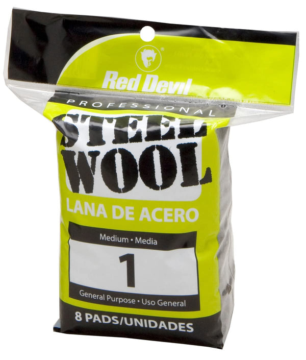 Red Devil 0324 Steel Wool, Medium, (Pack of 8)