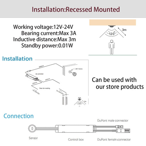 Closet Counters Closets 12V 12-24V) VST Motion Sensor Light Switch, Proximity Sensor Switch, Led Light Automatic Witch