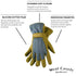 West County 074S/L Classic Gloves Large, Slate, Gardening Gloves w/ Extended Cuff, Dotted Palm and Finger Tips