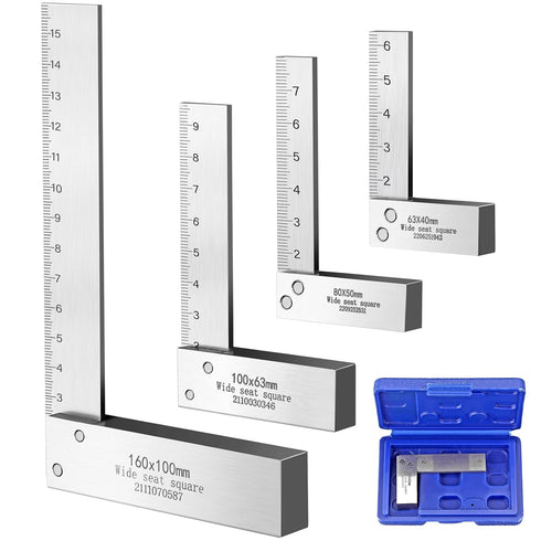 XUNTOP 4PCS Machinist Square 2, 3, 4 and 6 inch Squares Combinations,