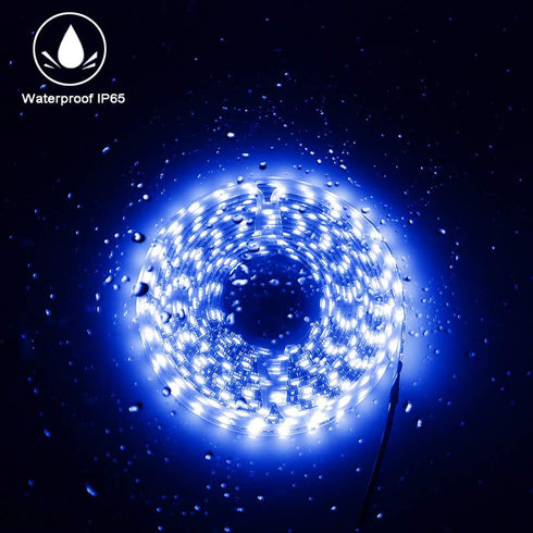 YUNBO 12V LED Strip Blue - 16.4ft Waterproof IP65 Outdoor Black PCB Flexible LED Tape Light for Home Decoration