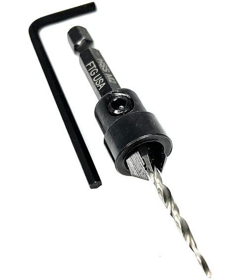 Adjustable Wood Countersink Drill Bit #4 (7/64") with Tapered Drill Bit for Woodworking