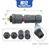 AOHUA M12 Waterproof Connector IP68 Outdoor Electrical plug for 2 Or 3-pin Cables 4.5-7.5mm UL Certification (Black)(6 Pack)