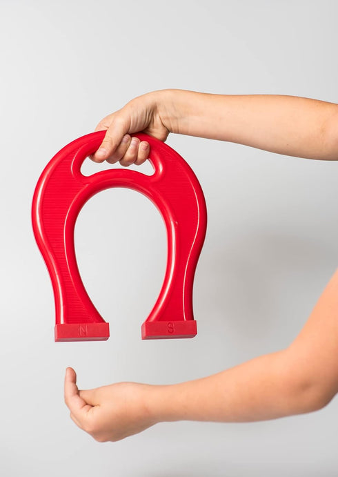 Dowling Magnets Giant Horseshoe Magnet for Kids, 8.5" x 7" x 1.125", Red, Ages 3+