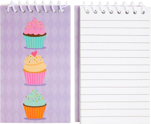 BLUE PANDA 24 Pack Spiral Notepads, 3x5 inches Baking Party Favors for Kids, Mini Notebooks with Donut Designs