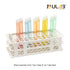 ULAB Scientific White Tube Rack and Plastic Test Tubes Set, Include 1pc of White Tube Rack and 60pcs of Plastic Macaroon Party Tubes Shot Glasses, 16x125mm,Assorted Color, UTR1016