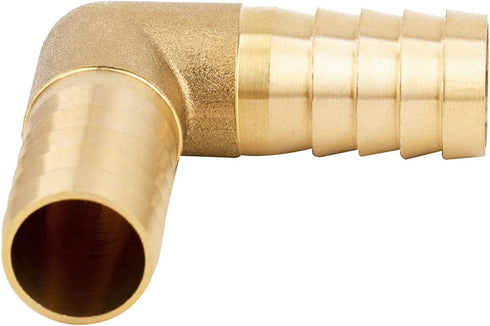 Yoebor Brass Hose Barb Fitting 90 Degree Elbow, 5/8" Barbed (Pack of 2) for Fuel/Air/Water