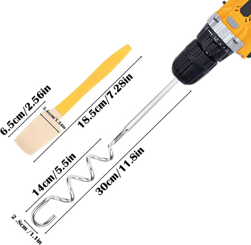 Hidaily 11.8 Inch Peanut Butter Stirrer, Stainless Steel Peanut Butter Stirring Tool with Silicone Jar Spatula, Mixer