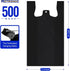 500 Count 11.5 6.5 21 Packaging, METRONIC Black Plastic T-shirt Bags with Handle, x x Plastic Carry Bags for Retail