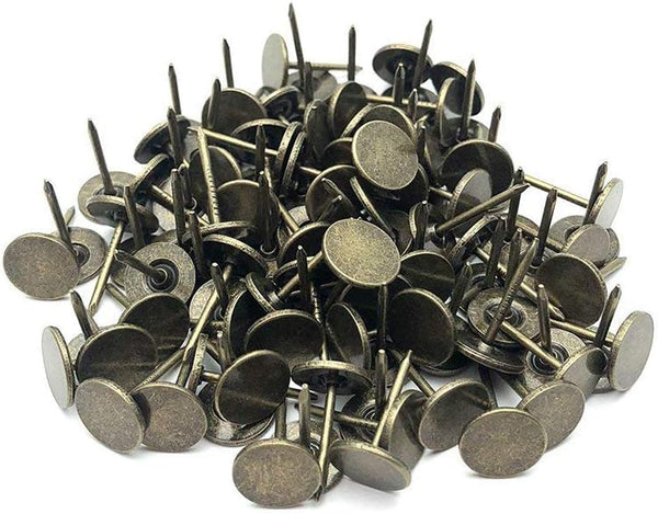 Bronze Flat Head Upholstery Tacks, Flat Thumb Tacks for Furniture Decor, 100Pcs (11mm x 17mm) Upholstery Nails