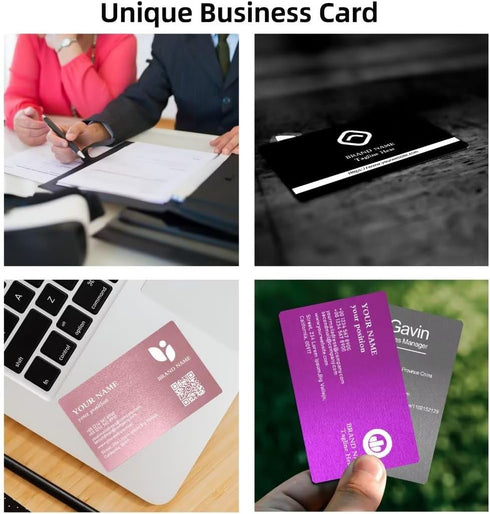 FONLAND 50pcs/Set 0.4mm Thickness Aluminum Metal Business Cards DIY Engraving Card for Home Office Supplies (Black)