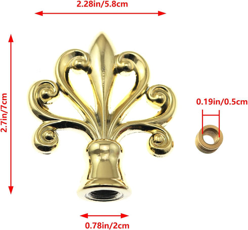 Lind Kitchen 2PCS 68.7x57.8mm Classic Pattern Lampshade Top Caps Lamp Finials Cover Table Light Metal Decorative Cap