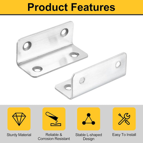 10Pcs 0.98"x0.98"x2.36" (25x25x60mm, uxcell L-Shaped Brackets Corner Brace, Corner Bracket Shelf Bracket Right Angle