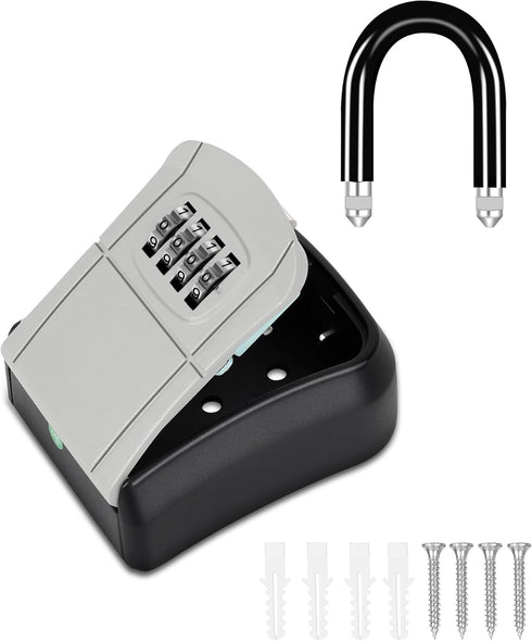 Portable Key Lock Box, Key Holder Safe Security Lock Box for Indoor, Outdoor, Garage, Garden, Store (Grey, 2)