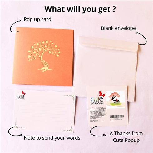 CUTE POPUP Happy Anniversary Pop Up Card - Romantic Cherry Blossom Card for Couple, Wife, Girlfriend, Handmade Present