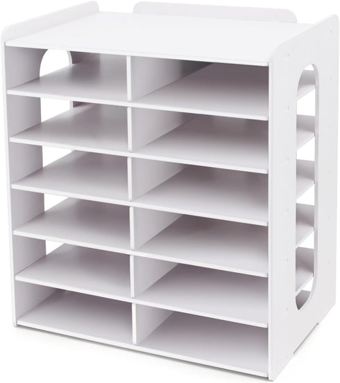 SONGWAY Desktop Mail Sorter Organizer - Small File Organizer with 12 Slots for Desk Bills and Ink Pad Storage